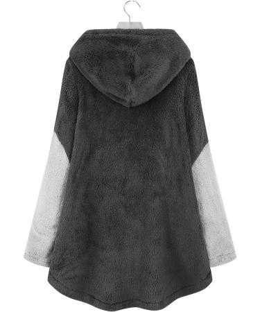 Hanxiulin Women's Fleece Plush Zipper Jacket - Warm Long Hooded Cardigan & Bomber Coat - 3XL Dark Gray - Cozy Winter Outerwear for All Sizes - Buy Online on GoSupps.com