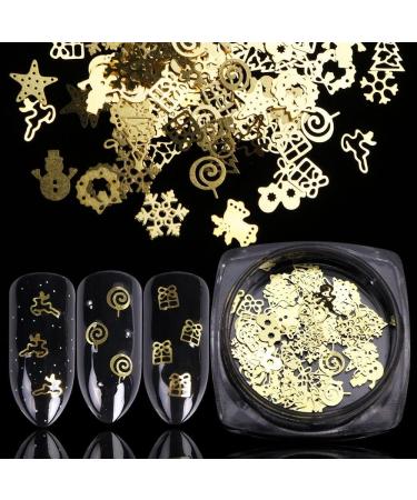 Xmas Design Ring Bell Elk Snowflake Spangles for Gel Paillettes Sequins for Nails Christmas Nail Decoration Gold Glitter Flakes Nails Sequins - Buy Online on GoSupps.com