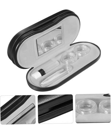 Solustre Double-Layer Glasses Case Set with Mirror & Tweezers - Contact Lens Container for Men & Women - PU Design - International Shipping Available - Buy Online on GoSupps.com