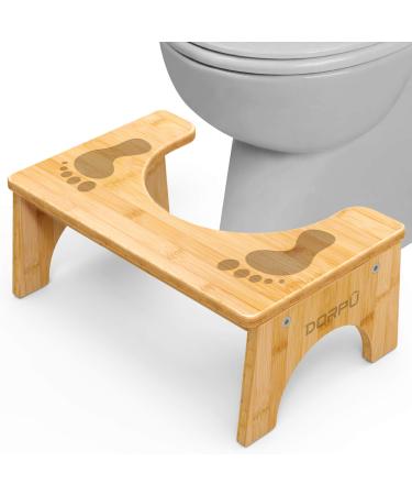 DORPU Squatting Toilet Stool, Bamboo Anti Slip Bathroom Stool for Adults Sturdy Comfy Poop Stool 350 lbs Load Capacity (9 inches) Bamboo 15.3x10.8x9 Inch (Pack of 1)