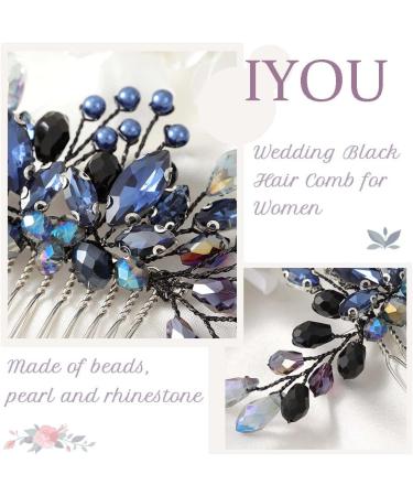 IYOU Crystal Bridal Hair Comb Black Rhinestone Wedding Side Combs Prom Bride Hair Accessories for Women - Buy Online on GoSupps.com