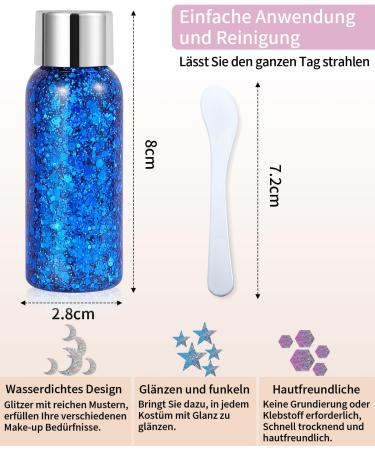 Glitter Face & Body Gel - Blue Mermaid Makeup for Festivals Parties & Masquerades | 1 Pack - Buy Online on GoSupps.com