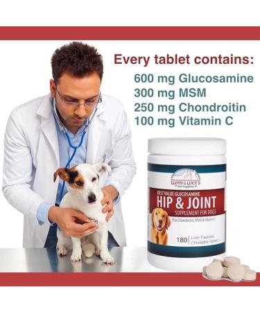 Lloyd & Lucy's Hip and Joint Supplement for Dogs - Chewable Multivitamin with Glucosamine  Chondroitin  MSM  and Vitamin C - Liver Flavored Treat - 180 Ct Tablets - Buy Online on GoSupps.com