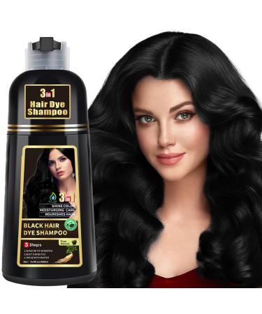 RUNBEN 3 in 1 Black Hair Dye Shampoo for Women & Men Natural Plant Herbal Formula Gray Hair Coverage Hair Shampoo and Conditioner 500ML