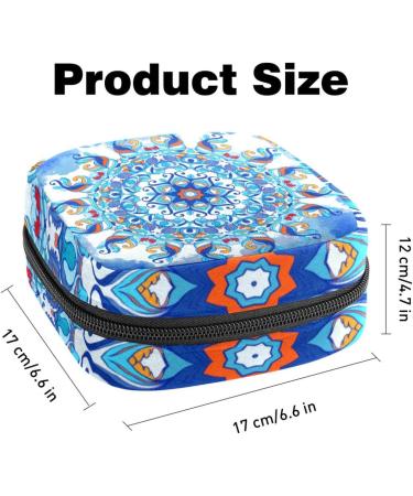 Mandala Blue Flower Storage Bag - Large Menstrual Cup Cylinder with Zipper | Multi-Colored Bags for Period Inserts Tampons & Panty Liners - Ideal for Girls & Women - Buy Online on GoSupps.com
