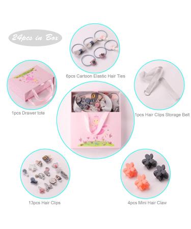 Seatecks 24-Piece Girl Hair Clips Set - Bowknot & Flower Hairpins in Gift Box - Perfect Pink Hair Accessories for Little Girls - Buy Online on GoSupps.com
