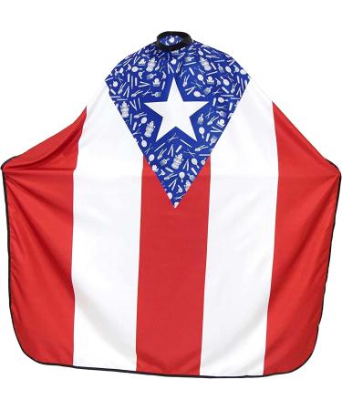 King Midas Empire Puerto Rico Flag Barber Cape - Waterproof Boricua Hair Cutting Cape with Snap Button Neck Band - Buy Online on GoSupps.com