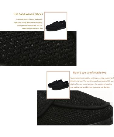 LEEWE Diabetic Shoes - Orthopaedic Touch Fastening Slippers for Diabetic Arthritis Edema Neuropathy - Black, Size 44 - Buy Online on GoSupps.com