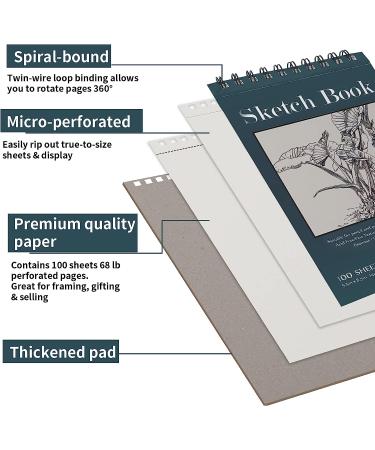 5.5 x 8.5 Sketchbook Set - Top Spiral Bound 100-Sheets (2 Packs, 68lb/100gsm), Acid-Free Art Paper for Drawing, Painting, Writing - Ideal for Beginners and Artists - Buy Online on GoSupps.com