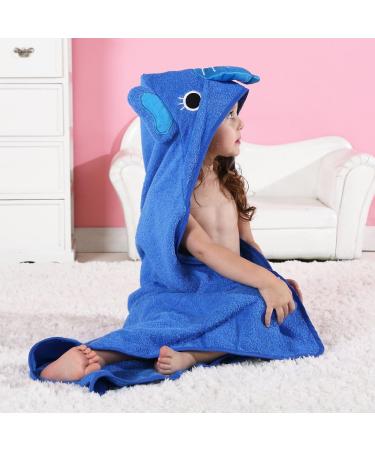 Cooky.D Premium Cotton Animal Face Hooded Baby Bath Towel 90x90cm (Blue Elephant) - Boys Girls 0-6 Years - Buy Online on GoSupps.com