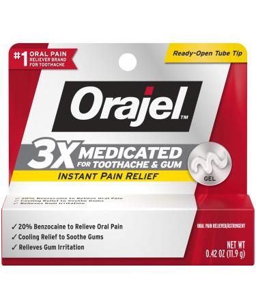 Orajel Instant Pain Relief Gel 3X Medicated For Toothache & Gum 0.42 oz (11.9 g)