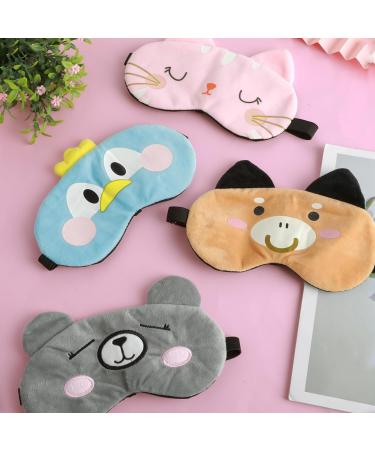 4-Pack Cute Animal Plush Sleeping Eye Masks - Soft & Comfortable Sleep Masks for Kids Women Men - Ideal for Travel Naps & Sleepovers - Buy Online on GoSupps.com