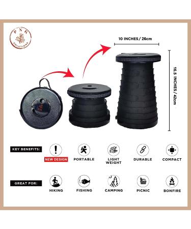 Proudly American-Made Heavy Duty Folding Stool with 4 Designs - Retractable Collapsible Seat for Adults/Kids - Lightweight Adjustable Work Chair in Solid Black - Buy Online on GoSupps.com