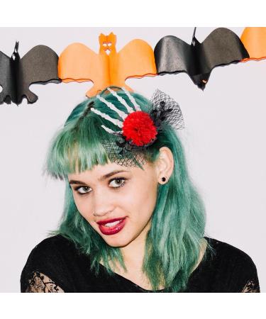Halloween Hair Clips Skeleton Hand Halloween Barrettes Festival Hair Accessories Horror Headwear for Masquerade Parties Role Red - Buy Online on GoSupps.com
