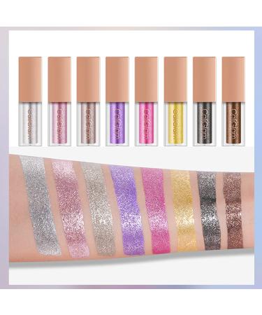 Shop Dazzling Metallic Glitter Liquid Eyeshadow Set - 8 Shimmer Colors for a Sparkling Glow - Buy Online on GoSupps.com