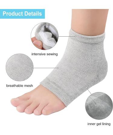 ZAKASA Moisturizing Gel Heel Socks - 2 Pairs for Dry Cracked Heels Repair | Toeless Spa Socks for Foot Care Treatment - Grey - Buy Online on GoSupps.com