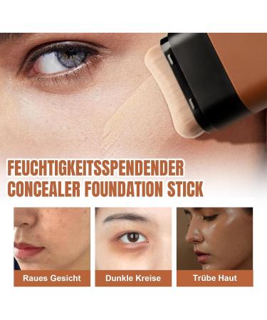  EONFAVE Foundation Stick Hydrating Concealer with Brush Matte Finish Long-Lasting Foundation Stick Double Headed Primer Stick (03 Warm Beige 20g) - Buy Online on GoSupps.com