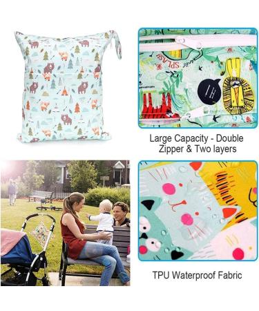 Morwealth 3er Diaper Pocket Wet Bag - Reusable Beach Pool & Gym Travel Bag with Zip Pocket & Push Button Handle - Green - Buy Online on GoSupps.com