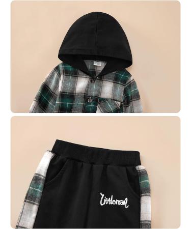Naiyafly Toddler Boys Green Plaid Hoodie Sweatshirt + Pants Set | 2-3 Years - Buy Online on GoSupps.com