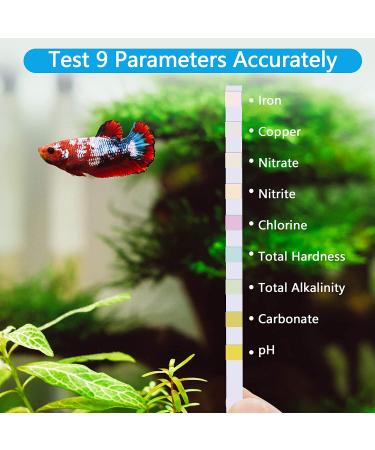 9 in 1 Aquarium Test Strips - 100 Freshwater Saltwater Test Kit for Fish Tank - pH, Nitrate, Nitrite, Copper, Iron, Carbonate Testing - Buy Online on GoSupps.com