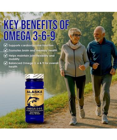 Alaska Deep Sea Fish Oil Omega 3-6-9 | EPA DHA ALA GLA from Fish Flaxseed & Evening Primrose | 1 005 mg | Supports Heart Brain Joint & Immune Wellness | 100 Softgels - Buy Online on GoSupps.com