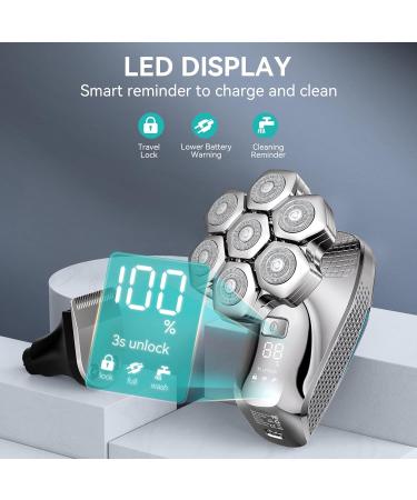 Head Shaver kensen Upgrade Head Shavers for Bald Men Electric Rotary Head Shaver with Beard Nose Hair Trimmer Wet/Dry Waterproof Rechargeable Mens Grooming Kit LED Display Gift Travel Case Silver - Buy Online on GoSupps.com
