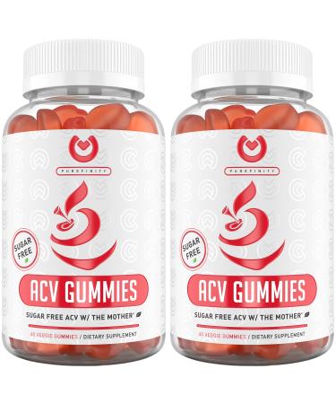 (2-Pack) Apple Cider Vinegar Gummies – Sugar Free | Detox, Cleanse & Immunity | Unfiltered ACV from The Mother - Alternative to ACV Capsules, Pills - 120 Gummies.