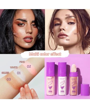 WENFENG 3 Colors Highlighter Powder Stick Set - Glow Luminizer for Face, Body & Lips - Sparkle Fairy Highlighters with Shimmer Glitter - Makeup Kit (White Moonbeam+Pink+Golden Brown) - Buy Online on GoSupps.com