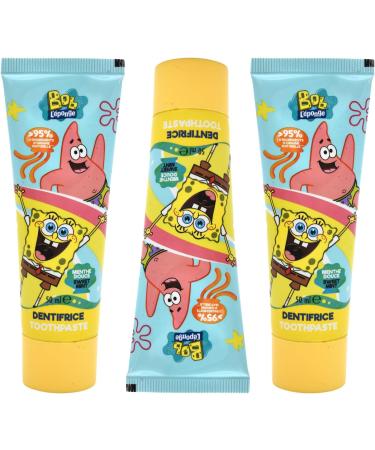 Spongebob Toothpaste Set (3x50ml) - Strawberry Flavored Children's Toothpaste for Healthy White Teeth - Buy Online on GoSupps.com