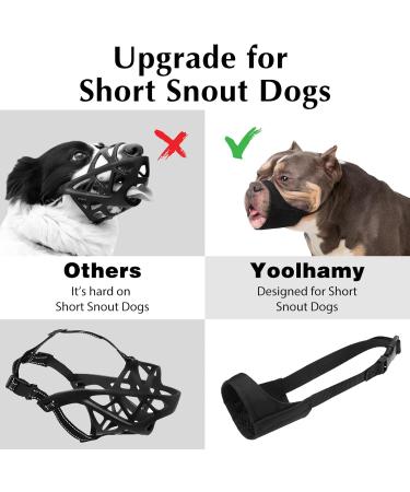 Yoolhamy Dog Muzzle for Pitbulls Rottweilers & Bullies - Soft Comfortable Muzzle for Barking & Biting Prevention - Ideal for Medium & Large Short Snouts - Buy Online on GoSupps.com