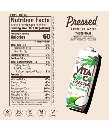 Vita Coco Pressed Coconut Water 1L - Pure and Refreshing Hydration - Buy Online on GoSupps.com