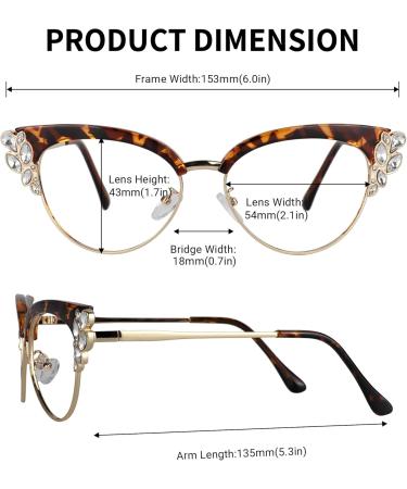 VOOGLAM Cat Eye Blue Light Blocking Glasses for Women | Stylish Anti-UV Eyewear with Crystal Accents - Reduce Eyestrain & Protect Your Eyes - Buy Online on GoSupps.com