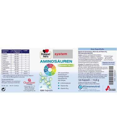 Doppelherz System Amino Acids Essential Plus Vitamin B6 & B12 for Metabolism 120 Capsules - International Shipping Available - Buy Online on GoSupps.com