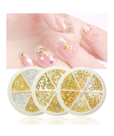 Nail Art Rivets Star Moon Studs Gold Silver Charms Accessories Z208 - Buy Online on GoSupps.com