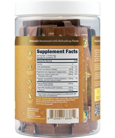 Perk Hydrate Electrolyte Stickpacks Pina Colada Flavored (20 Packets) - Coconut Water CDP-Choline L-Theanine Gluten-Free - Buy Online on GoSupps.com