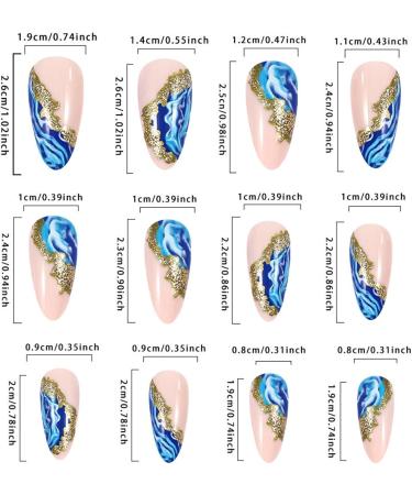 Nail art pieces wearable nail pieces blue marble pattern smudged nail pieces ins wearable false nails nail art patches 1 count (Pack of 1) - Buy Online on GoSupps.com