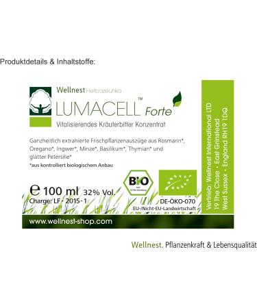 Wellnest Bio Lumacell Forte Concentrate 100ml - 100% Natural Vegan Handmade in Germany | No Artificial Colors or Flavors - Buy Internationally - Buy Online on GoSupps.com