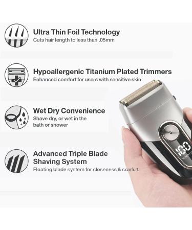 Electric Shaver for Men - Triple Blade Head Shaver Wet & Dry Foil Razor | Perfect Christmas Gift for Bald Men - Buy Online on GoSupps.com