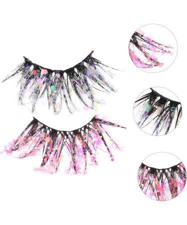 FRCOLOR 2 Pairs of False Eyelashes Fluffy Glitter Eyelashes False Makeup Eyelashes Make-Up Eyelashes Christmas Eyelashes Eyelashes with Glitter Sequins Diamond Manual Fibre 3D - Buy Online on GoSupps.com