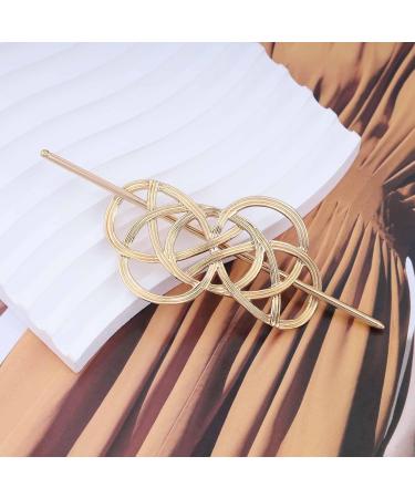 Dervivea Minimalist Gold Hair Stick Pin Viking Celtic Hair Bun Stick Celtic Knot Hairpin Metal Hair Bun Slide Long Hair Stick Decorative Hair Accessories for Women and Girls Headdress - Buy Online on GoSupps.com