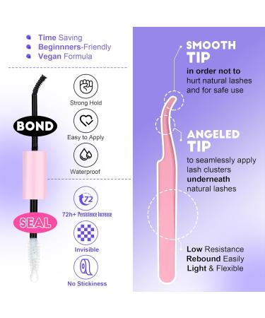 280pcs 40D Curl Individual Eyelash Extension Kit with Lash Bond and Tweezers - 9-16mm Length Cluster Lashes for Self Use | 40D-0.07D-9-16MIX KIT - Buy Online on GoSupps.com