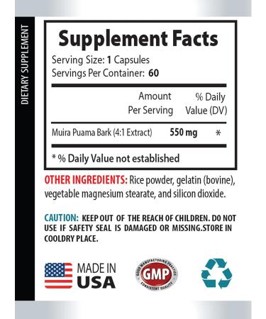 energy supplements for men - MUIRA PUAMA EXTRACT 2200Mg - MALE ENHANCEMENT - energy boost - muira puama for men - muira puama for women - muira puama herb - muira puama root extract - 3 Bot 180 Caps - Buy Online on GoSupps.com