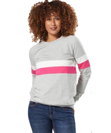 Zeta Ville Women's Maternity Nursing Zipped Sweatshirt Striped Jumper 1110 16 Grey Melange
