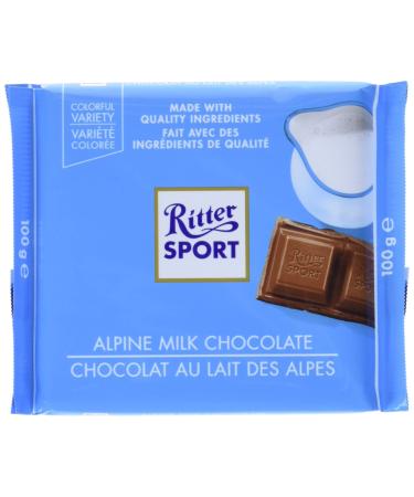 Ritter Sport, Alpine Milk Chocolate, 3.5-Ounce Bars (Pack of 12) Chocolate 3.5-Ounce (Pack of 12)