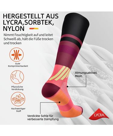 Tomiliold 2 Pair Compression Stockings for Women & Men - Thrombosis & Flight Compression Socks for Sports Travel & Running - Size 38-42 Pink - Buy Online on GoSupps.com