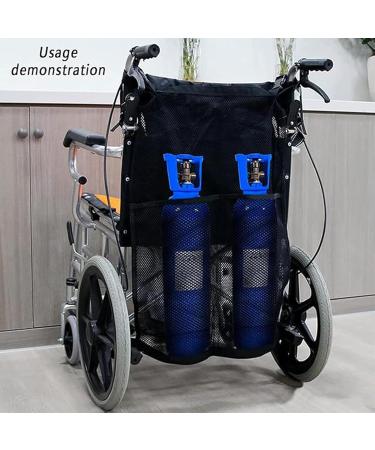 Dual Oxygen Bottle Storage Bag Wheelchair Hanging Bag Long/short Reinforced Mesh Bag Adjustable Straps Portable for Personal Use Family - Buy Online on GoSupps.com