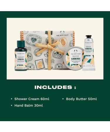 The Body Shop Almond Milk Mini Gift Set - Hydrating Vegan Skincare for Dry & Sensitive Skin | 3pcs - Buy Online on GoSupps.com