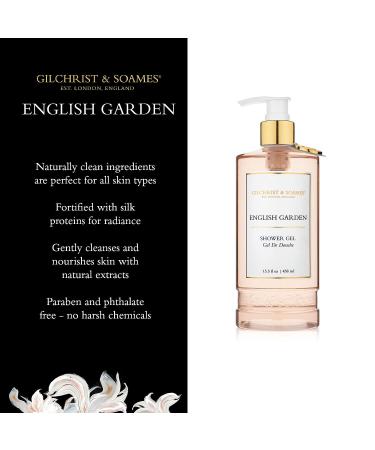 Gilchrist & Soames English Garden Shower Gel - 15.5oz with Silk Protein & Rose Petals | Gentle Cleansing, Paraben, Sulfate, and Phthalate-Free - Buy Online on GoSupps.com