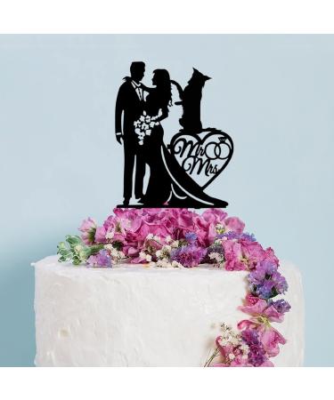 Custom Wedding Cake Topper With Dogs Bride And Groom With Border Collie Dog Cake Topper Personalized Wedding Topper Couple With Pet Cake Toppers Gift for Wedding Anniversary