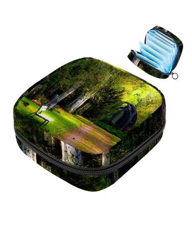 Green Wonderland Garden Nature Sanitary-napkin storage bag portable period pocket for women teenagers girls menstrual cup pocket breastfeeding insert holder
